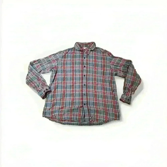 LL Bean Scotch Plaid Flannel Long Sleeve Button Down Shirt Men’s Size L 4518 - Picture 1 of 6
